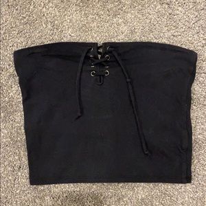Black Lace-up Tube Top